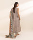 Women's Unstitched Dobby Beige Printed 3 Piece Suit